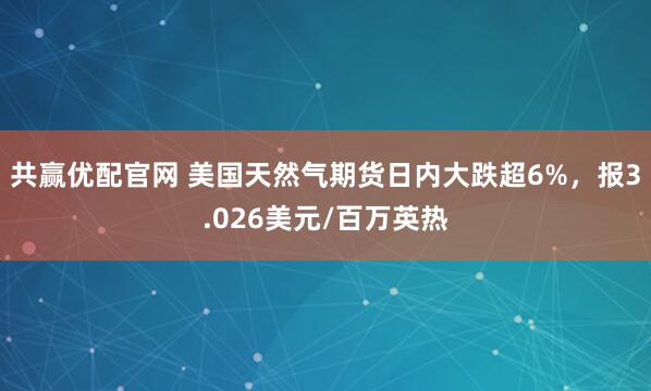 共赢优配官网 美国天然气期货日内大跌超6%，报3.026美元/百万英热